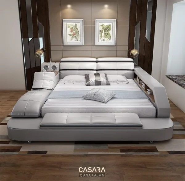 Giường ngủ hiện đại, sang trọng với thiết kế độc đáo, tinh tế.