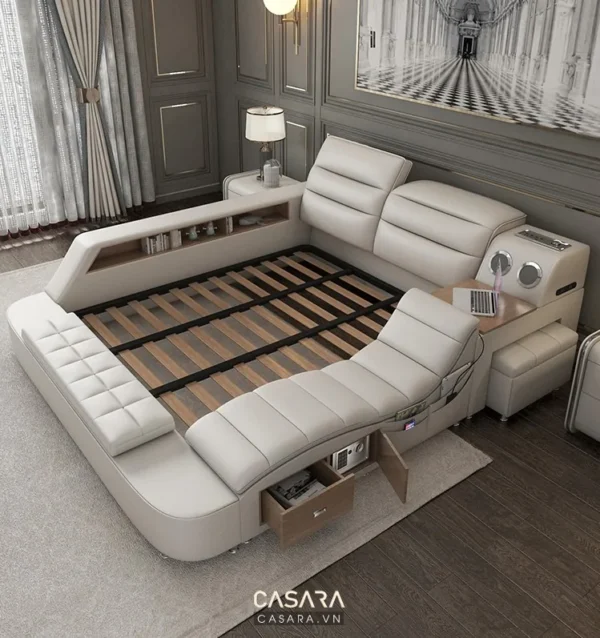 Giường ngủ hiện đại, sang trọng với thiết kế độc đáo, tinh tế.