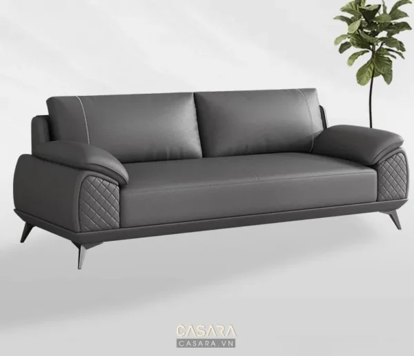 Ghế sofa màu xám hiện đại, thiết kế tối giản, sang trọng.