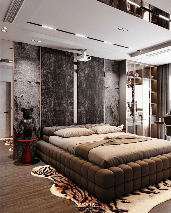 Phòng ngủ hiện đại, sang trọng với giường êm ái và nội thất tinh tế.