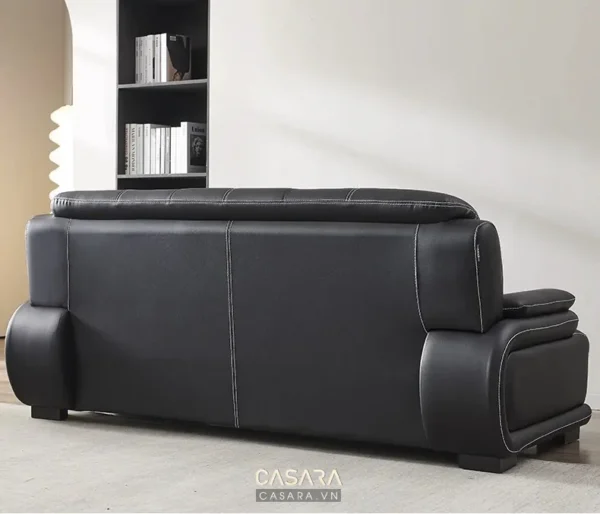 Ghế sofa da đen hiện đại, thiết kế tinh tế, sang trọng.