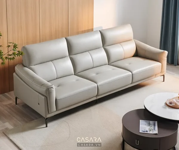 Ghế sofa da hiện đại, sang trọng cho phòng khách ấm cúng.