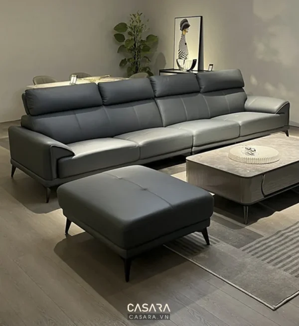 Bộ sofa góc hiện đại, sang trọng với gam màu xám tinh tế.