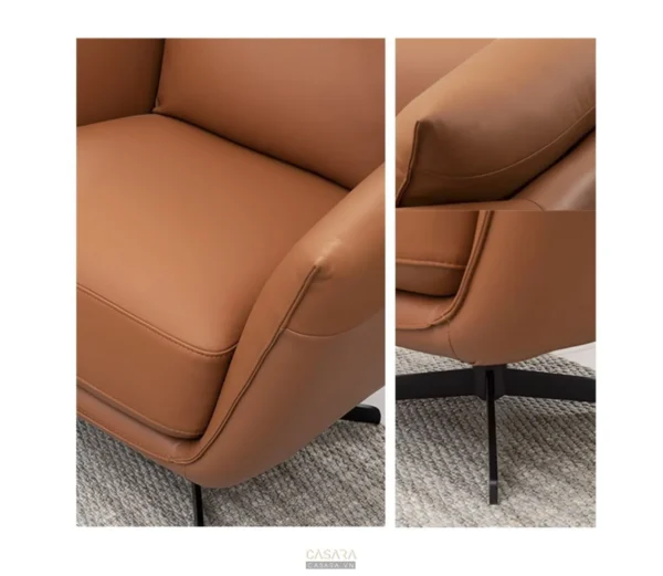 Ghế sofa đơn màu cam đất hiện đại, thiết kế tối giản, êm ái.
