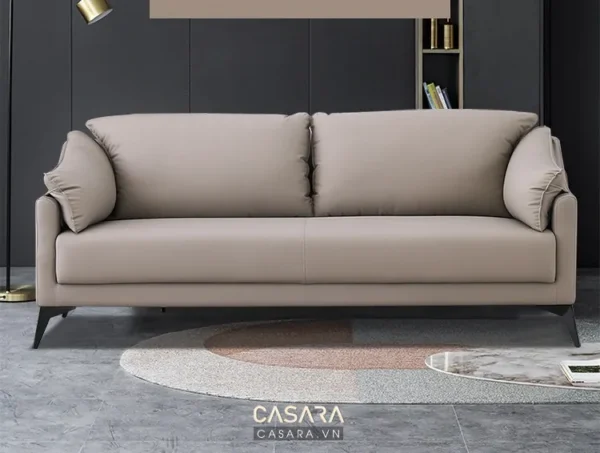 Ghế sofa màu be hiện đại, thiết kế đơn giản, sang trọng.