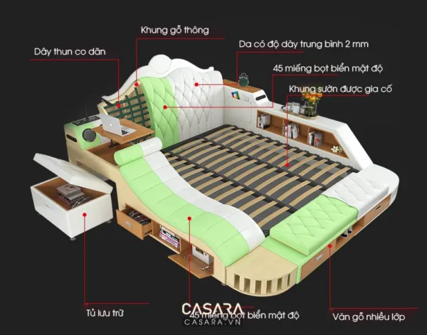 Giường tầng đa năng hiện đại, tích hợp nhiều tiện ích cho trẻ.