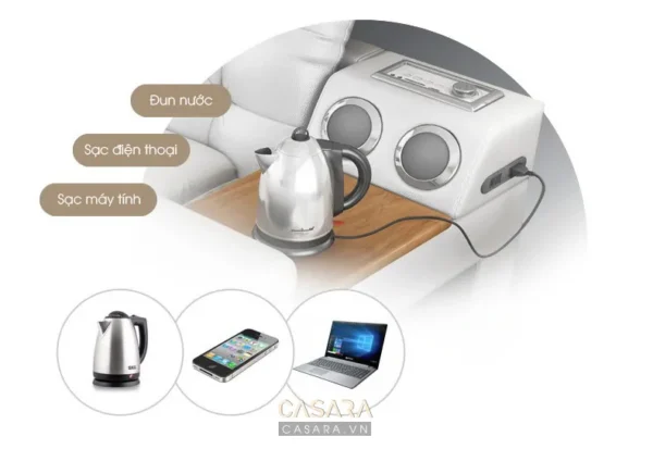 Ấm điện đa năng tích hợp sạc thiết bị, tiện lợi cho cuộc sống hiện đại.