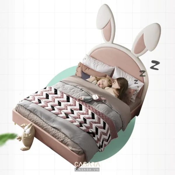 Giường hình thỏ hồng đáng yêu cho bé, thiết kế độc đáo, mơ mộng.