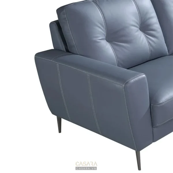 Ghế sofa da màu xanh lam hiện đại, thiết kế đơn giản, sang trọng.