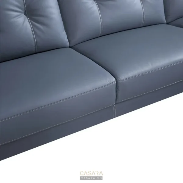 Ghế sofa da màu xám tro hiện đại, thiết kế tối giản sang trọng.