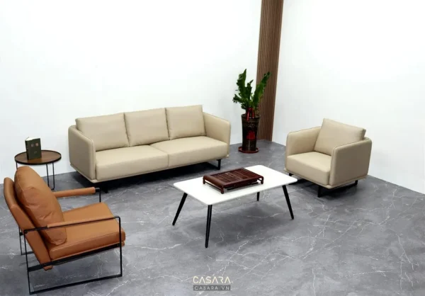 Bộ sofa hiện đại, phòng khách sang trọng với nội thất tối giản.