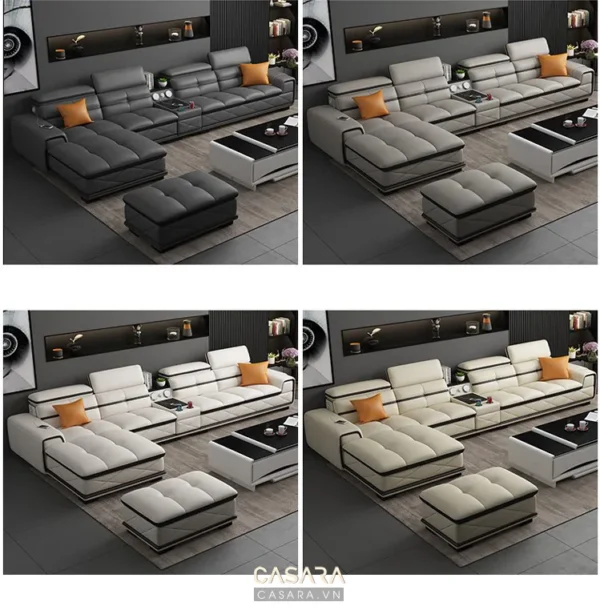 Bộ sofa góc hiện đại, sang trọng với thiết kế tối giản.