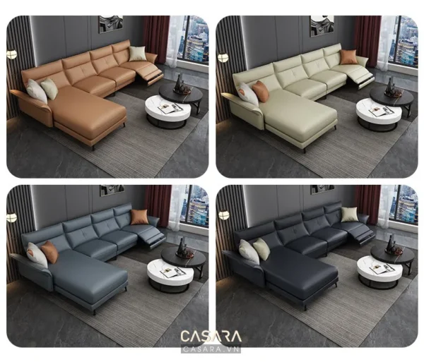 Bộ sofa góc hiện đại, nhiều màu sắc, thiết kế sang trọng.