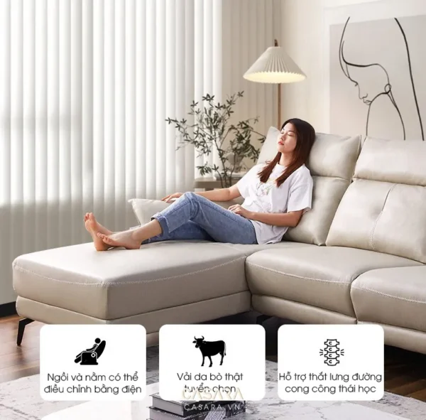 Ghế sofa da hiện đại, thoải mái cho người dùng thư giãn tại nhà.