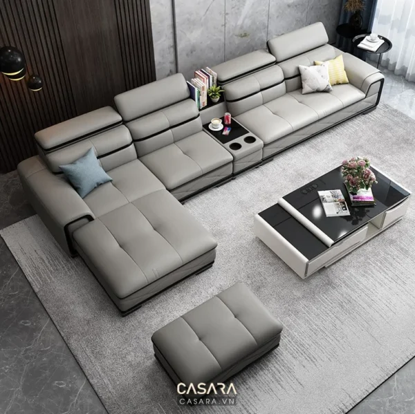 Bộ sofa góc hiện đại, sang trọng với thiết kế tối giản.