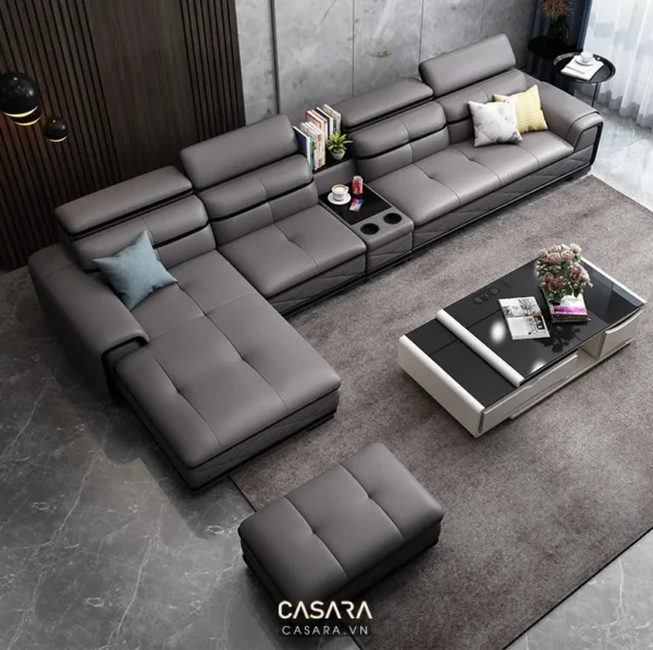 Bộ sofa góc hiện đại, sang trọng với thiết kế tối giản tinh tế.