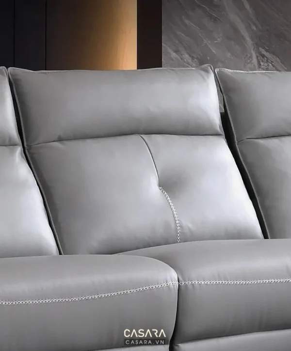 Ghế sofa da xám cao cấp, thiết kế hiện đại, sang trọng.