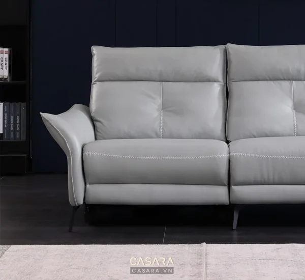 Ghế sofa da xám hiện đại, thiết kế tối giản, êm ái.
