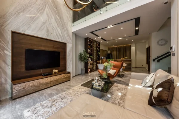 Phòng khách hiện đại, sang trọng với thiết kế nội thất tinh tế.