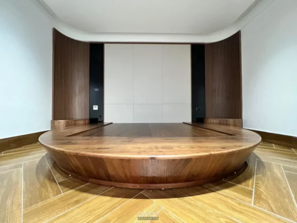 Phòng chiếu phim tại gia sang trọng với thiết kế độc đáo, hiện đại.