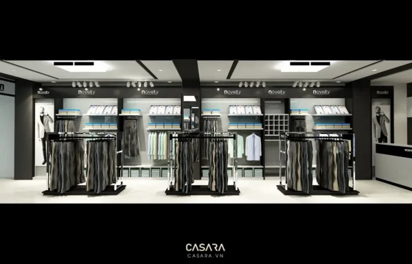 Cửa hàng thời trang nam hiện đại, sang trọng với thiết kế tinh tế.