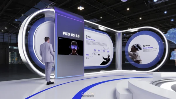 Gian hàng Pico với thiết kế hiện đại, tập trung vào công nghệ VR.