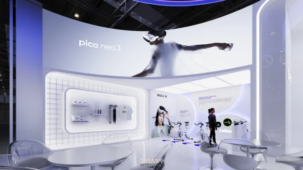 Gian hàng Pico Neo 3 trưng bày công nghệ thực tế ảo hiện đại, ấn tượng.