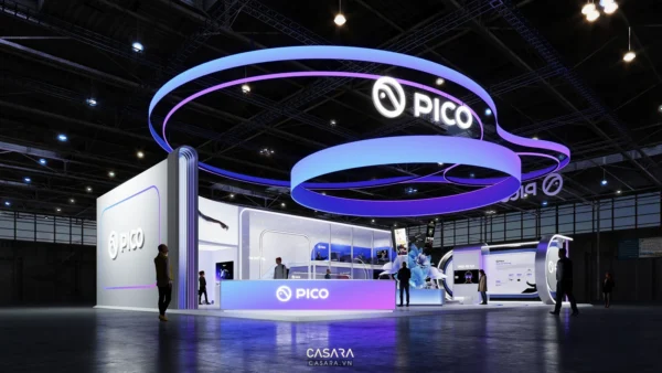 Gian hàng Pico nổi bật với thiết kế hiện đại, ánh sáng ấn tượng.