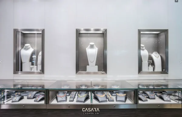 Cửa hàng trang sức Casara với thiết kế hiện đại, sang trọng.
