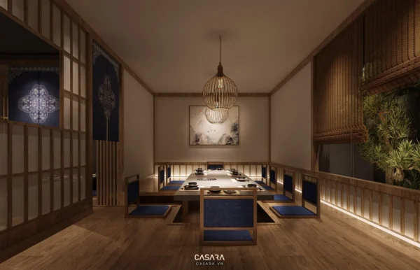 Phòng ăn kiểu Nhật đơn giản, ấm cúng với nội thất gỗ tinh tế.
