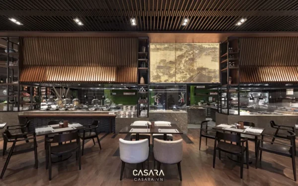 Nhà hàng Casara.VN với thiết kế hiện đại, sang trọng và ấm cúng.