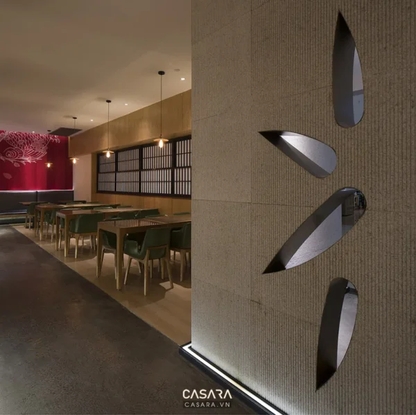 Không gian nhà hàng hiện đại với thiết kế kiến trúc độc đáo.