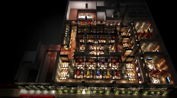 Bản thiết kế kiến trúc nội thất nhà hàng sang trọng, hiện đại.