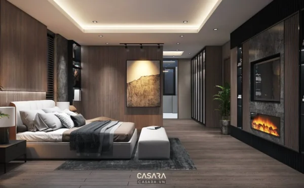 Phòng ngủ sang trọng với tông màu trung tính, ấm cúng và hiện đại.