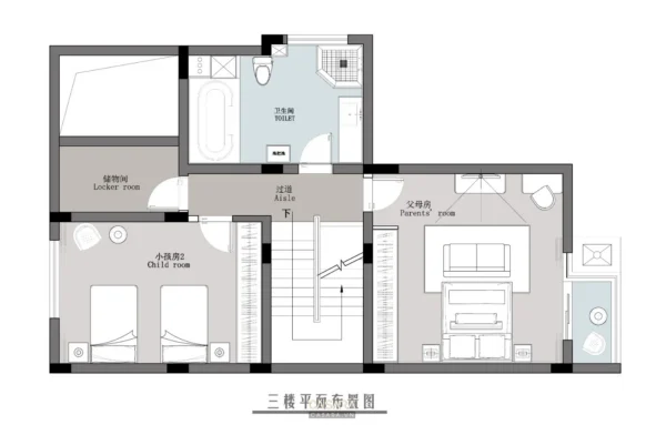 Bản vẽ mặt bằng tầng của một ngôi nhà hiện đại, bố trí hợp lý.