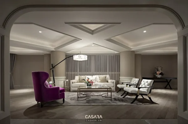 Phòng khách sang trọng với thiết kế nội thất hiện đại, tinh tế.