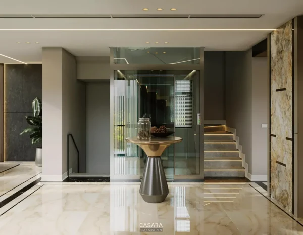 Sảnh đón tiếp sang trọng với thiết kế hiện đại, tinh tế.