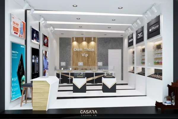Cửa hàng điện thoại Vip hiện đại, sang trọng với thiết kế tinh tế.