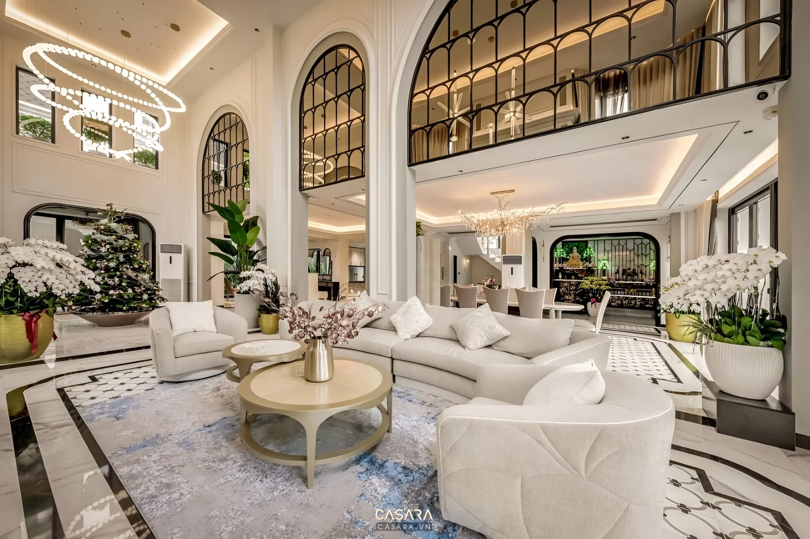 Phối cảnh thiết kế quán cà phê boutique hiện đại với quầy bar và bàn ghế khách ngồi