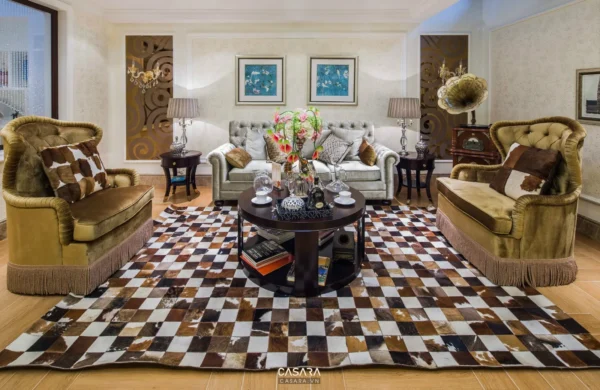 Phòng khách trang nhã với nội thất cổ điển, ấm cúng.