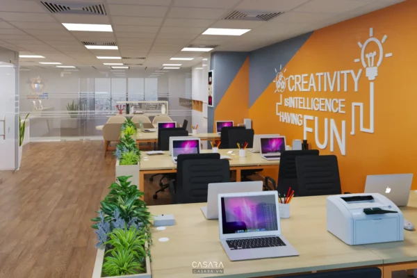 Văn phòng làm việc hiện đại, tràn đầy năng lượng với thiết kế sáng tạo.