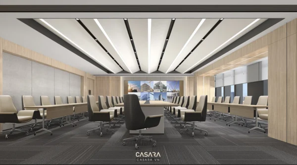 Phòng họp hiện đại, sang trọng với thiết kế nội thất tinh tế.