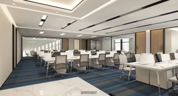 Văn phòng hiện đại, rộng rãi với thiết kế tối giản, tinh tế.