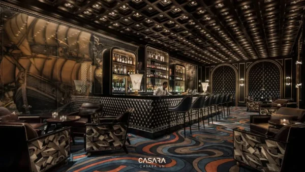 Thiết kế bar đẹp với quầy và ánh sáng nổi bật