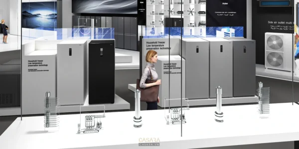 Gian trưng bày tủ đông và công nghệ bảo quản thực phẩm hiện đại.