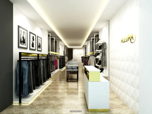 Cửa hàng thời trang Allura với thiết kế hiện đại, sang trọng và tinh tế.