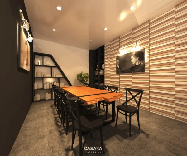 Phòng họp hiện đại với thiết kế độc đáo, ấm cúng và chuyên nghiệp.