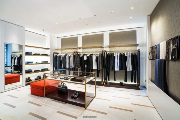 Cửa hàng thời trang nam cao cấp, thiết kế hiện đại và tinh tế.