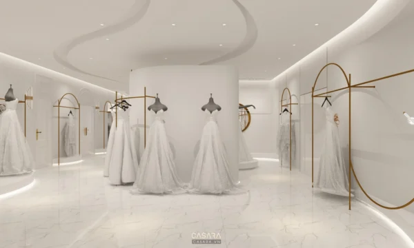 Cửa hàng váy cưới trang nhã với thiết kế hiện đại và tinh tế.