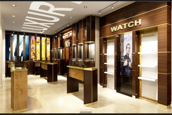 Cửa hàng đồng hồ sang trọng với thiết kế nội thất hiện đại, tinh tế.